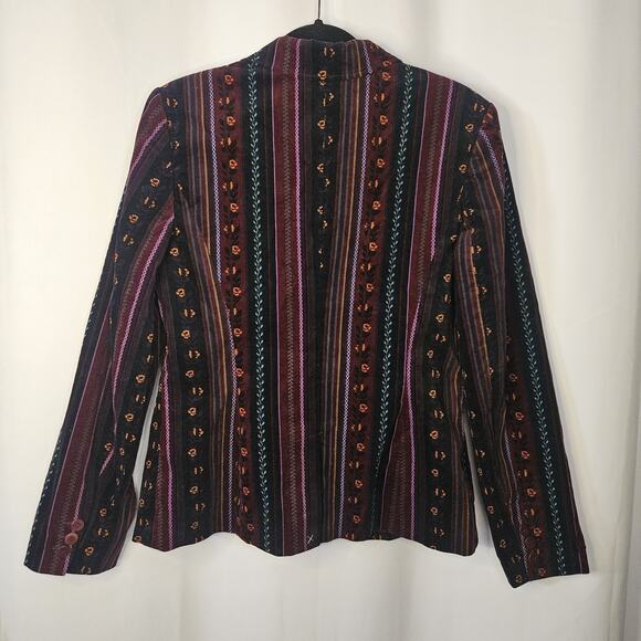 Vtg Grace Elements Corduroy Velvet Blazer Jacket Sz 10 Boho Glam Aztec - Picture 5 of 6
